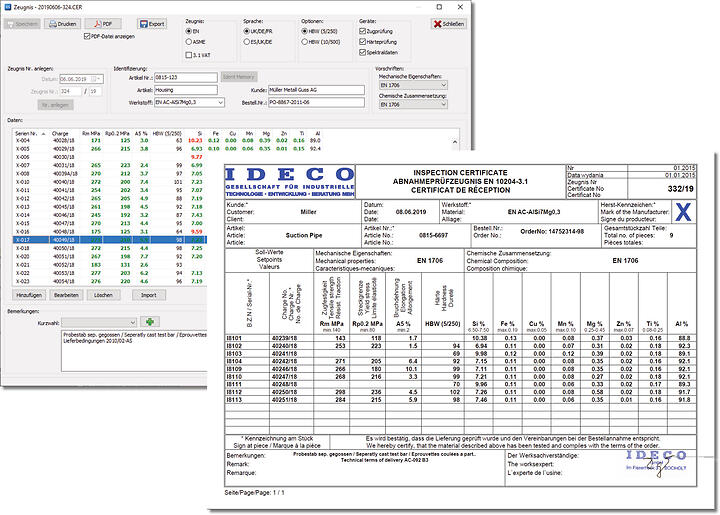 IDECO Analyse-Software